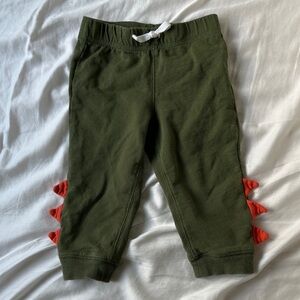 Carter's Olive Green Joggers with Dinosaur Spikes
